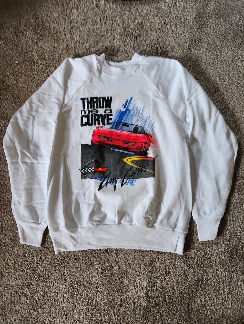 Vintage 90s Made In USA Corvette Throw Me A Curve Sweatshirt Size L